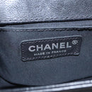 CHANEL Chain Matelasse Boy Chanel Shoulder Bag Lamb Skin Black CC Auth BA244S-18