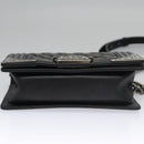 CHANEL Chain Matelasse Boy Chanel Shoulder Bag Lamb Skin Black CC Auth BA244S-9
