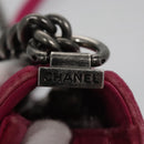 CHANEL Chain Boy Chanel Matelasse Shoulder Bag Velor Pink CC Auth BA245-14