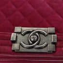 CHANEL Chain Boy Chanel Matelasse Shoulder Bag Velor Pink CC Auth BA245-15