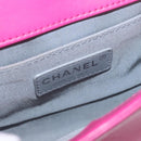 CHANEL Chain Boy Chanel Matelasse Shoulder Bag Velor Pink CC Auth BA245-16