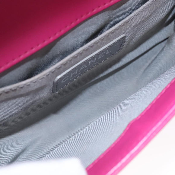 CHANEL Chain Boy Chanel Matelasse Shoulder Bag Velor Pink CC Auth BA245