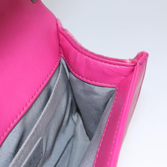 CHANEL Chain Boy Chanel Matelasse Shoulder Bag Velor Pink CC Auth BA245