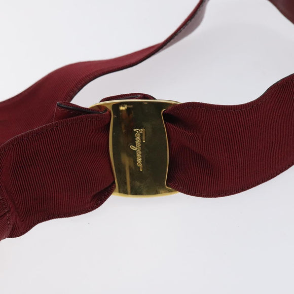 Salvatore Ferragamo Vala Shoulder Bag Canvas Red Gold Auth BA2450