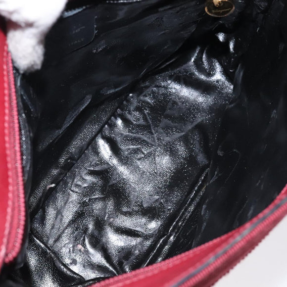 Salvatore Ferragamo Vala Shoulder Bag Canvas Red Gold Auth BA2450