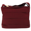 Salvatore Ferragamo Vala Shoulder Bag Canvas Red Gold Auth BA2450-13