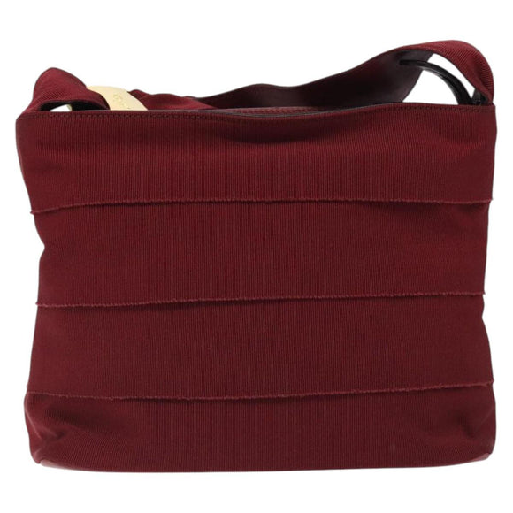 Salvatore Ferragamo Vala Shoulder Bag Canvas Red Gold Auth BA2450