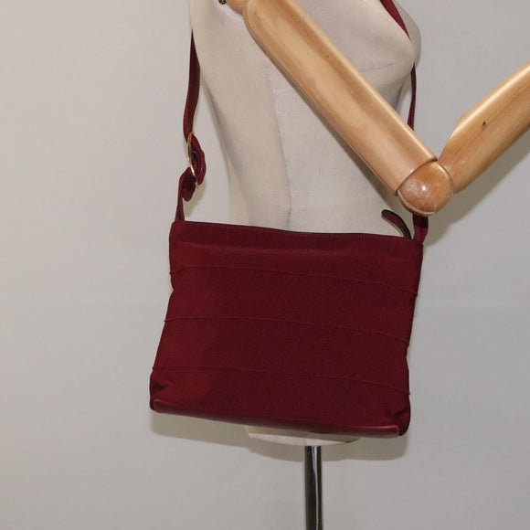 Salvatore Ferragamo Vala Shoulder Bag Canvas Red Gold Auth BA2450