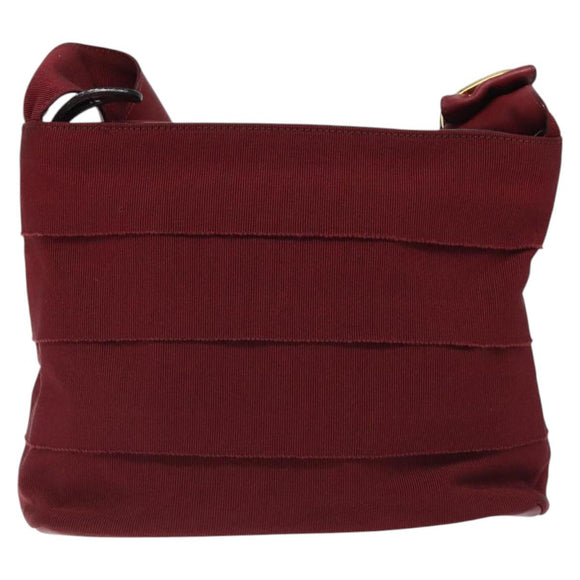 Salvatore Ferragamo Vala Shoulder Bag Canvas Red Gold Auth BA2450