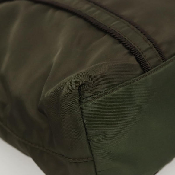 PRADA Shoulder Bag Nylon Khaki Silver Auth BA2451