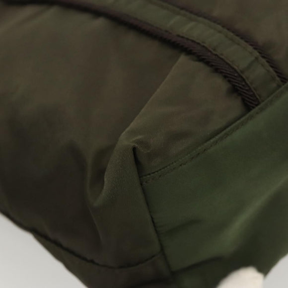 PRADA Shoulder Bag Nylon Khaki Silver Auth BA2451