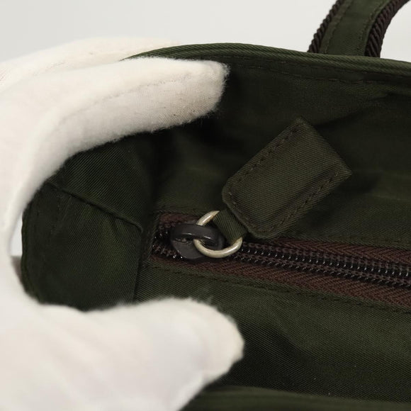 PRADA Shoulder Bag Nylon Khaki Silver Auth BA2451