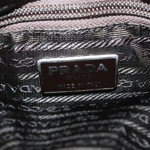 PRADA Shoulder Bag Nylon Khaki Silver Auth BA2451