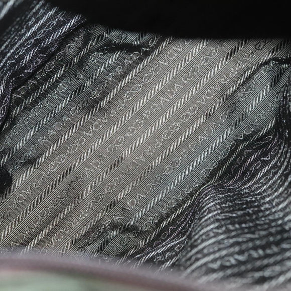 PRADA Shoulder Bag Nylon Khaki Silver Auth BA2451