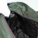 PRADA Shoulder Bag Nylon Khaki Silver Auth BA2451-20