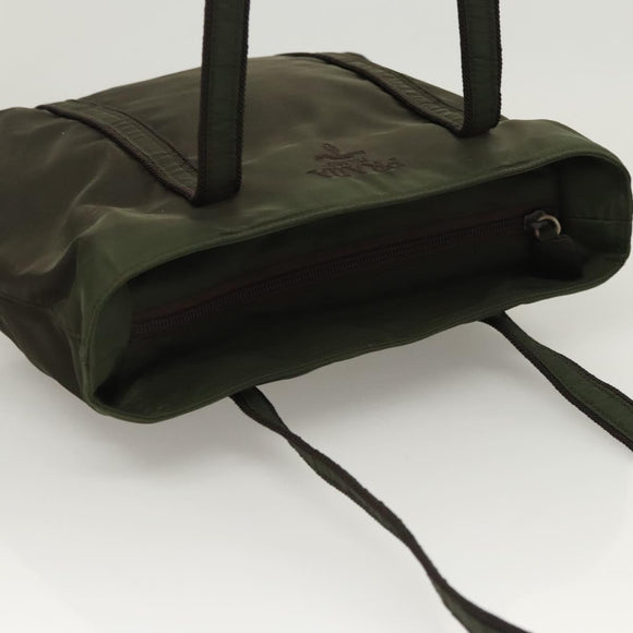 PRADA Shoulder Bag Nylon Khaki Silver Auth BA2451