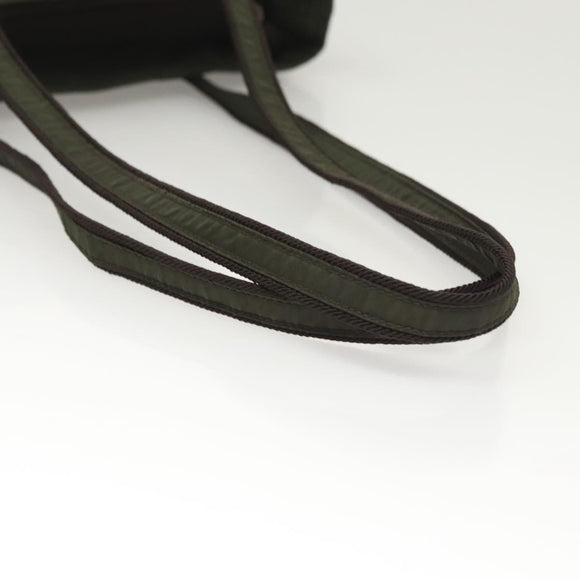 PRADA Shoulder Bag Nylon Khaki Silver Auth BA2451