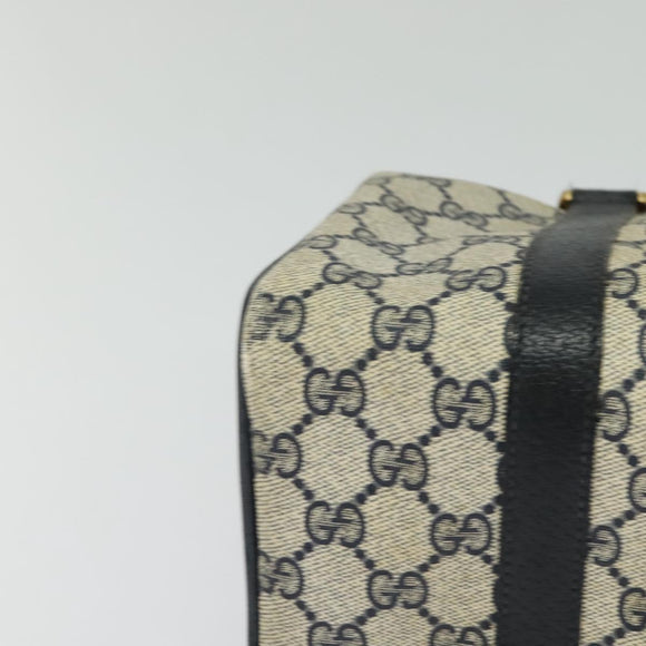 GUCCI GG Supreme Sherry Line Boston Bag PVC Navy Gold Red 40 02 006 Auth BA2453