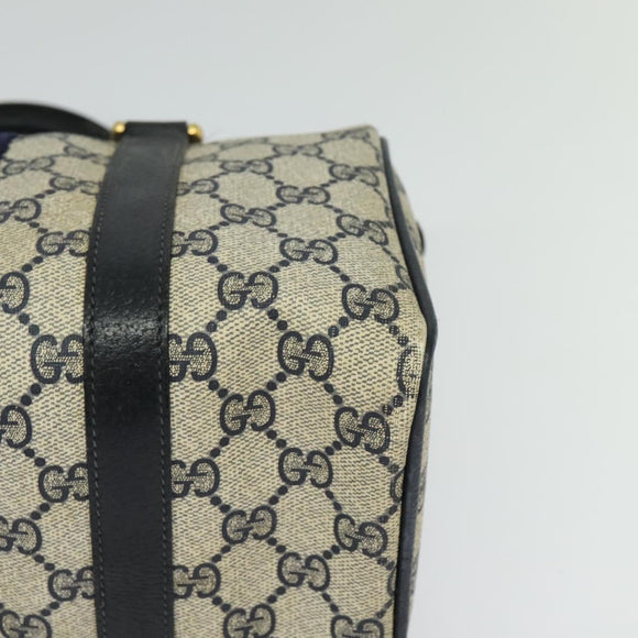 GUCCI GG Supreme Sherry Line Boston Bag PVC Navy Gold Red 40 02 006 Auth BA2453