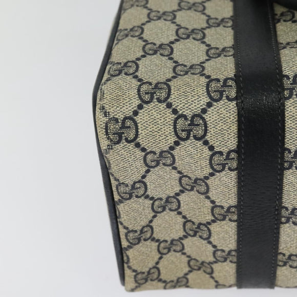 GUCCI GG Supreme Sherry Line Boston Bag PVC Navy Gold Red 40 02 006 Auth BA2453