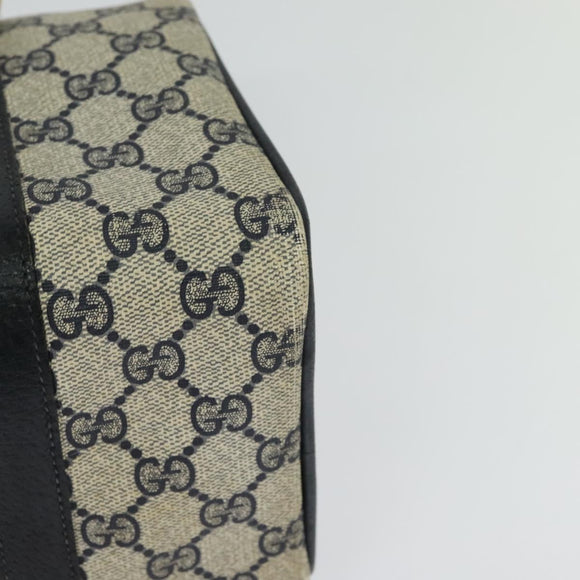 GUCCI GG Supreme Sherry Line Boston Bag PVC Navy Gold Red 40 02 006 Auth BA2453