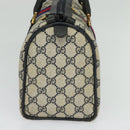GUCCI GG Supreme Sherry Line Boston Bag PVC Navy Gold Red 40 02 006 Auth BA2453-3