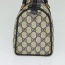 GUCCI GG Supreme Sherry Line Boston Bag PVC Navy Gold Red 40 02 006 Auth BA2453-4