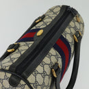 GUCCI GG Supreme Sherry Line Boston Bag PVC Navy Gold Red 40 02 006 Auth BA2453-6