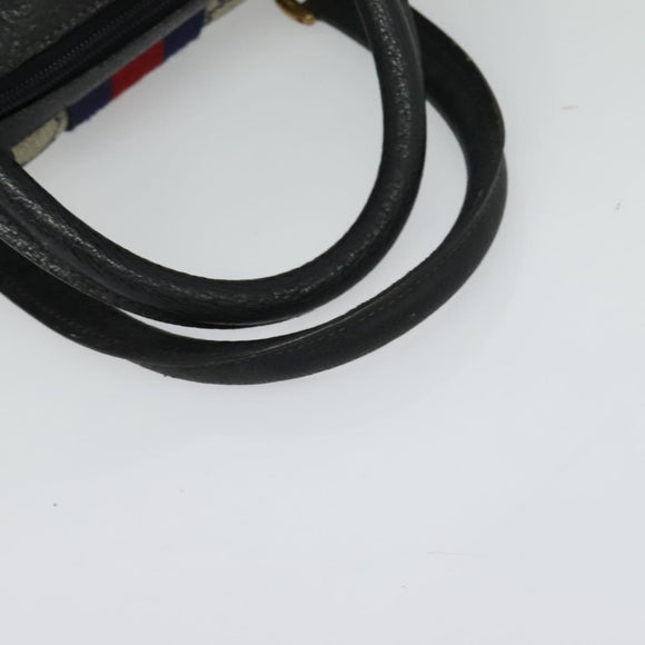 GUCCI GG Supreme Sherry Line Boston Bag PVC Navy Gold Red 40 02 006 Auth BA2453