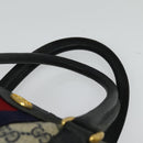 GUCCI GG Supreme Sherry Line Boston Bag PVC Navy Gold Red 40 02 006 Auth BA2453-8