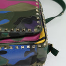 VALENTINO Studs Backpack Leather Camouflage Auth BA2454-14