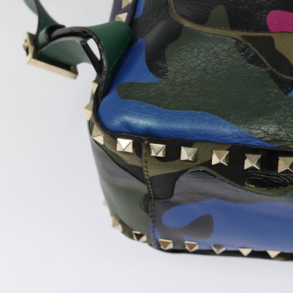 VALENTINO Studs Backpack Leather Camouflage Auth BA2454