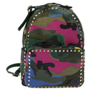 VALENTINO Studs Backpack Leather Camouflage Auth BA2454-13