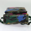 VALENTINO Studs Backpack Leather Camouflage Auth BA2454-5