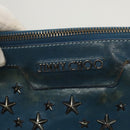 Jimmy Choo Studs Clutch Bag Leather Blue Silver Auth BA2456-9