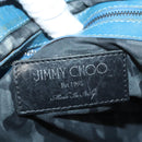 Jimmy Choo Studs Clutch Bag Leather Blue Silver Auth BA2456-10