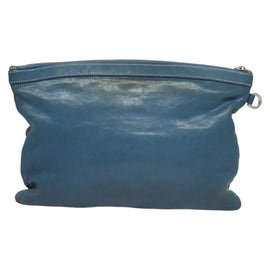 Jimmy Choo Studs Clutch Bag Leather Blue Silver Auth BA2456 - 0