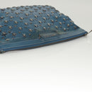 Jimmy Choo Studs Clutch Bag Leather Blue Silver Auth BA2456-5
