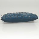 Jimmy Choo Studs Clutch Bag Leather Blue Silver Auth BA2456-6