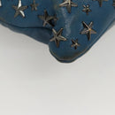 Jimmy Choo Studs Clutch Bag Leather Blue Silver Auth BA2456-7