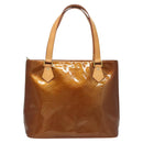 LOUIS VUITTON Monogram Vernis Houston Hand Bag Bronze M91122 LV Auth BA2464-13