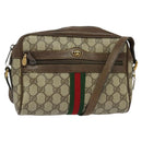 GUCCI GG Supreme Web Sherry Line Bag PVC Beige Gold 75 02 004 Auth BA2469-1