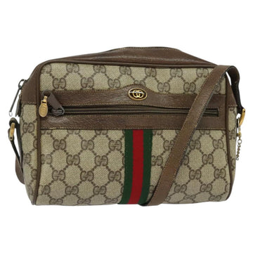 GUCCI GG Supreme Web Sherry Line Bag PVC Beige Gold 75 02 004 Auth BA2469