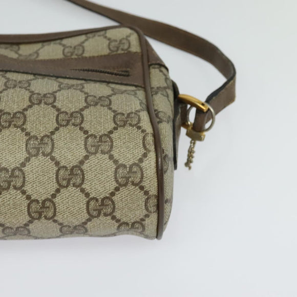 GUCCI GG Supreme Web Sherry Line Bag PVC Beige Gold 75 02 004 Auth BA2469