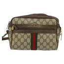 GUCCI GG Supreme Web Sherry Line Bag PVC Beige Gold 75 02 004 Auth BA2469-13