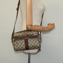 GUCCI GG Supreme Web Sherry Line Bag PVC Beige Gold 75 02 004 Auth BA2469-22