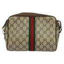 GUCCI GG Supreme Web Sherry Line Bag PVC Beige Gold 75 02 004 Auth BA2469-2