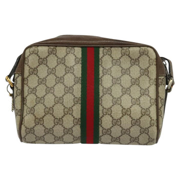 GUCCI GG Supreme Web Sherry Line Bag PVC Beige Gold 75 02 004 Auth BA2469 - 0