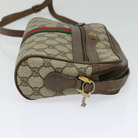 GUCCI GG Supreme Web Sherry Line Bag PVC Beige Gold 75 02 004 Auth BA2469