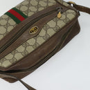 GUCCI GG Supreme Web Sherry Line Bag PVC Beige Gold 75 02 004 Auth BA2469-6
